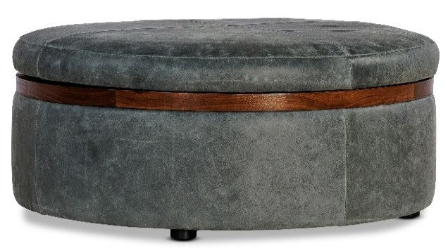Bell Storage Leather Ottoman | JL Collection