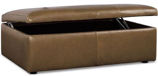 Large Leather Rectangle Storage Ottoman | JL Collection