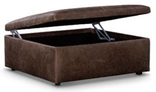 Large Leather Square Storage Ottoman | JL Collection