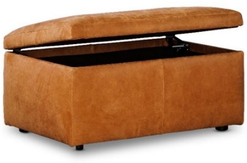 Medium Leather Rectangle Storage Ottoman | JL Collection