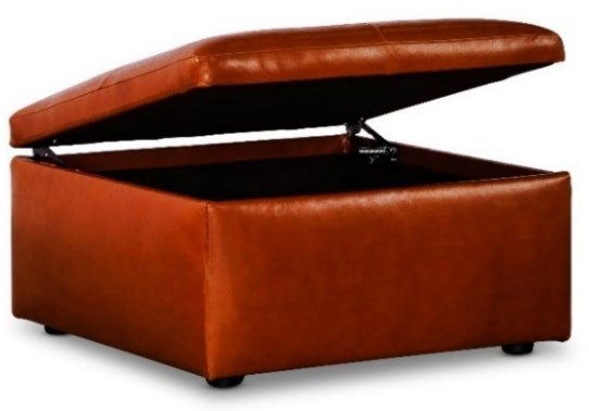 Medium Leather Square Storage Ottoman | JL Collection