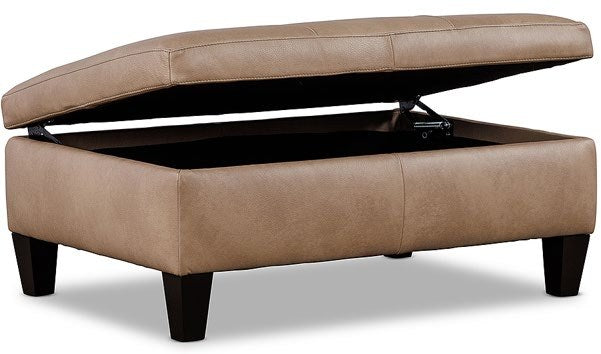 Rectangle Storage Leather Ottoman | JL Collection