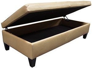 Rectangle Storage Leather Ottoman | JL Collection