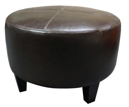 Round Leather Ottoman | JL Collection