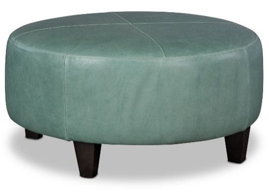 Round Leather Ottoman | JL Collection