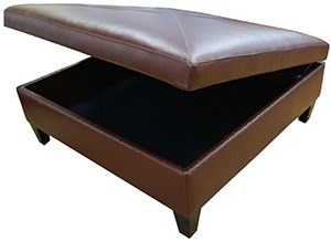 Square Storage Leather Ottoman | JL Collection
