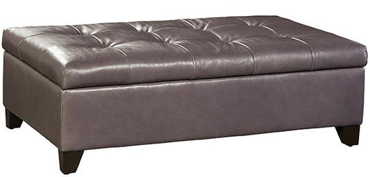Thea Storage Leather Ottoman | JL Collection