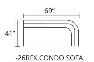 RAF Condo Sofa diagram — 69 x 41 in