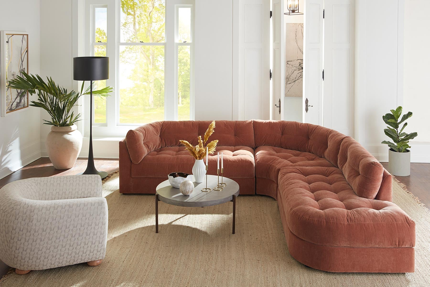 JUNIPER sectional in Amigi Ginger fabric — lifestyle
