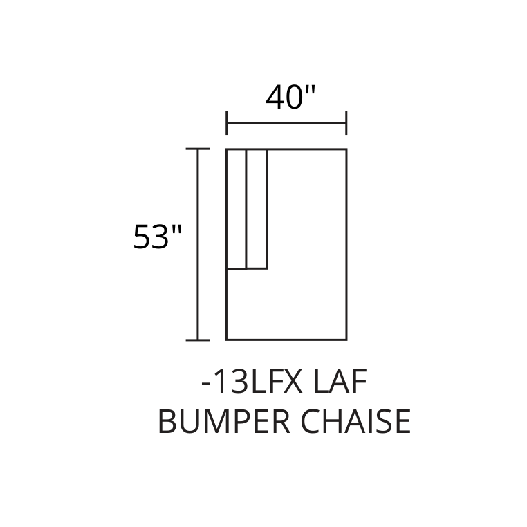 LAF Bumper Chaise diagram — 53″ × 40″