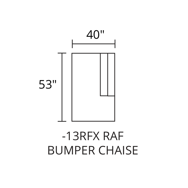 RAF Bumper Chaise diagram — 53″ × 40″