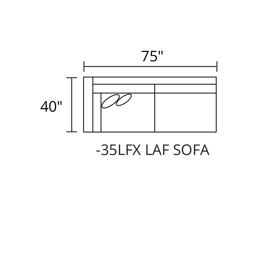 LAF Sofa diagram — 75″ × 40″