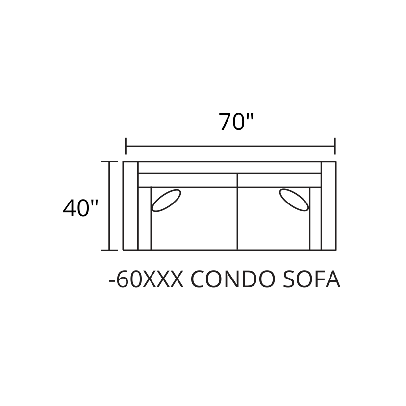 Condo Sofa diagram — 70″ × 40″