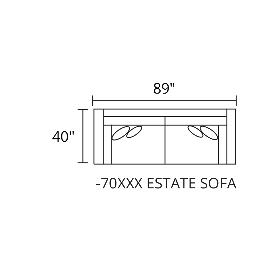 Estate Sofa diagram — 89″ × 40″