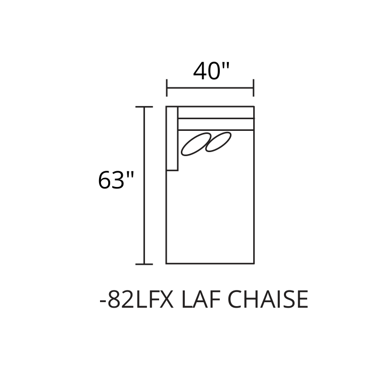 LAF Chaise diagram — 40″ × 63″