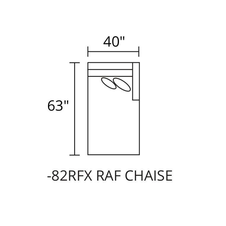 RAF Chaise diagram — 40″ × 63″