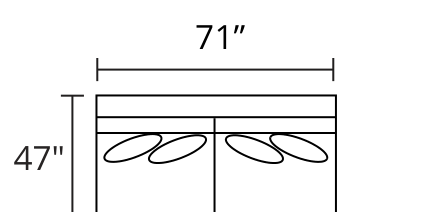 Armless Sofa diagram — 71 x 47 in