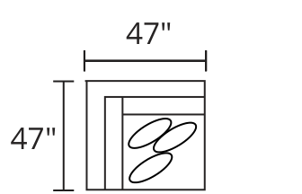 Corner Unit diagram — 47 x 47 in