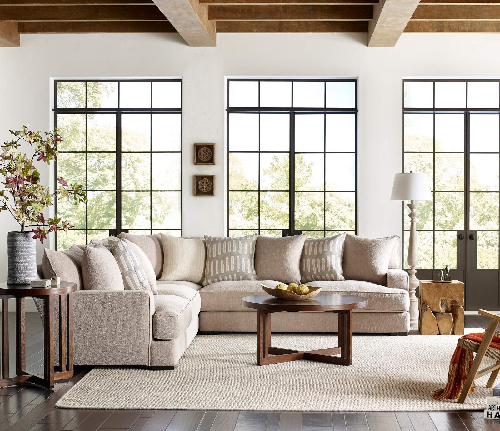 MATHIS three-piece chaise sectional in a bright living room