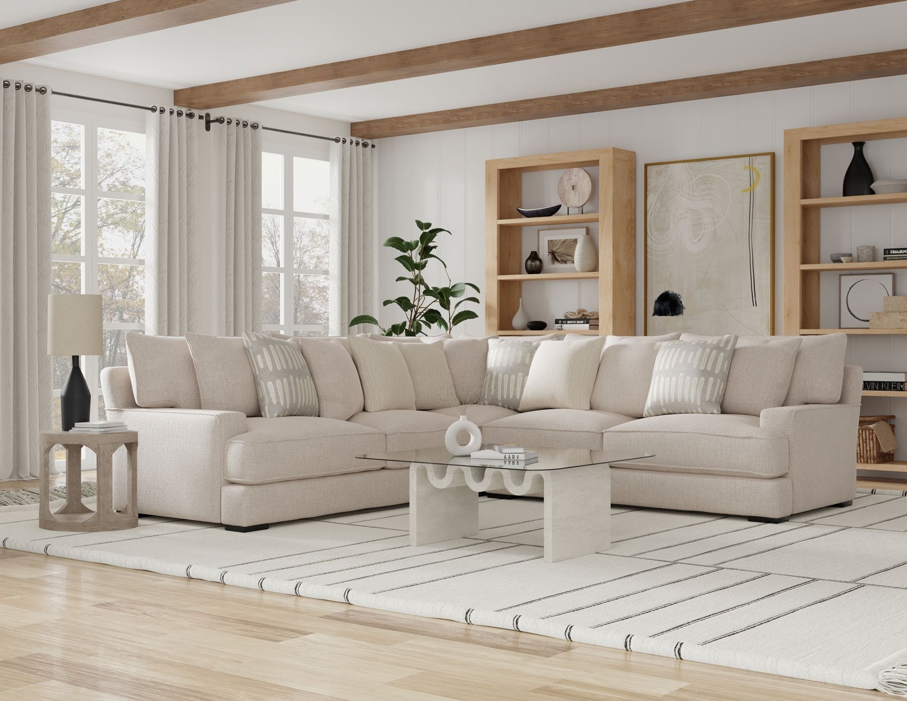 MATHIS corner sectional styled in a warm neutral room