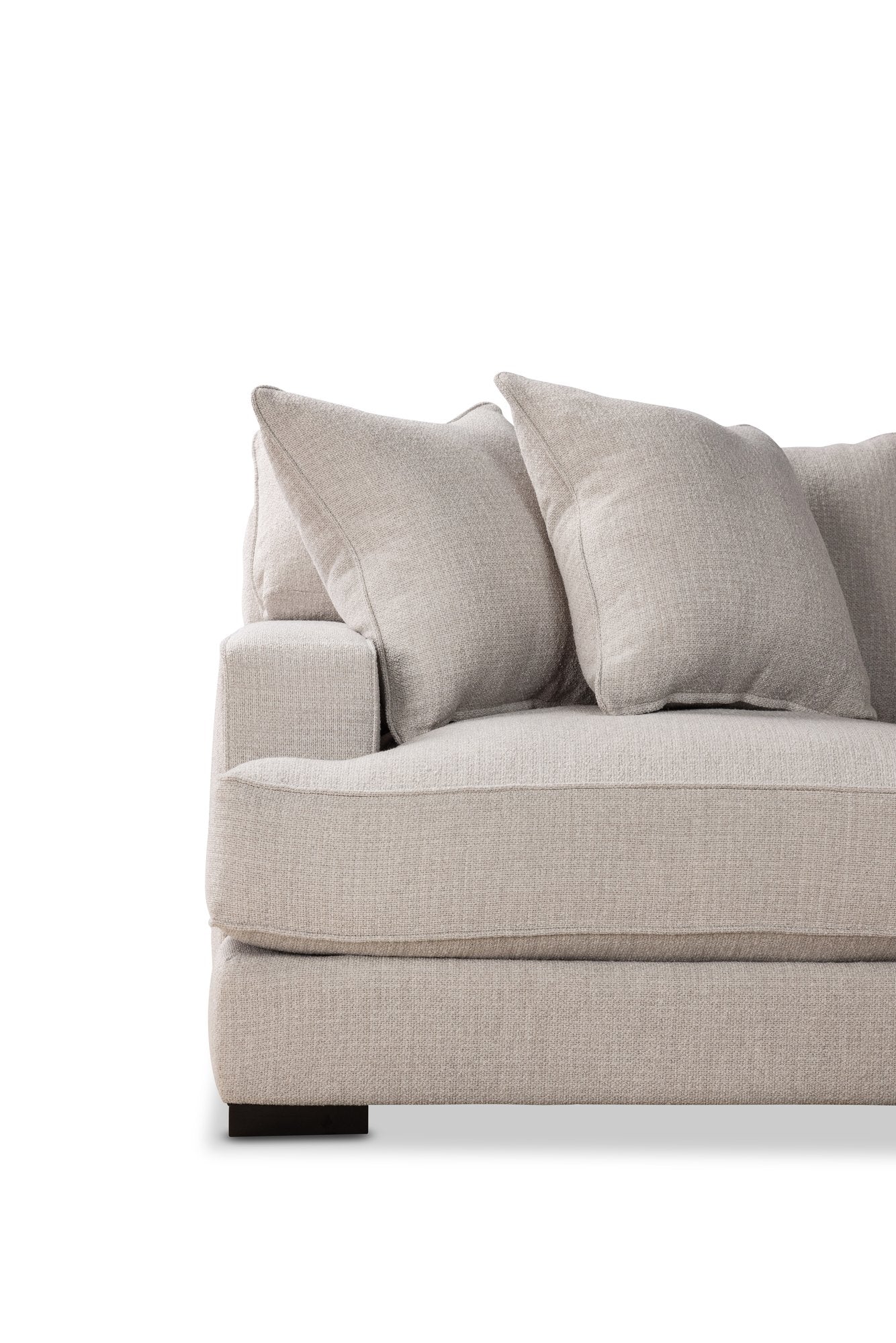 MATHIS seat cushion and toss pillow detail in Tildan Almond