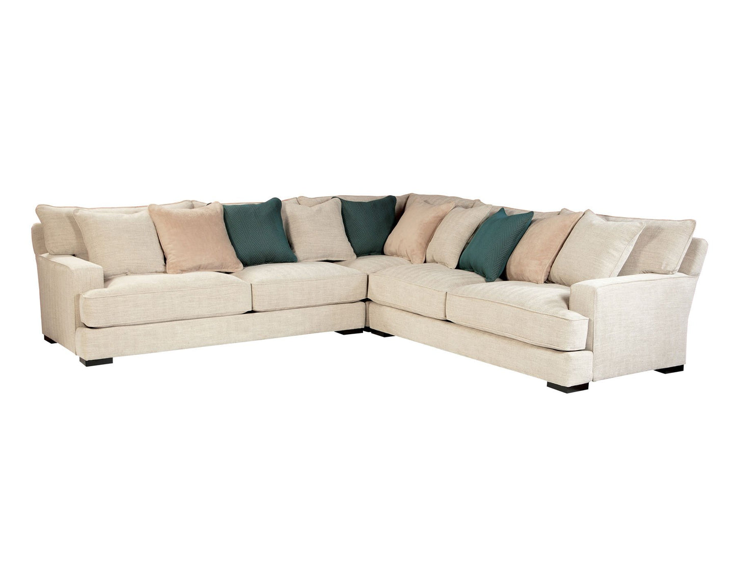 MATHIS corner sectional with teal accent pillows