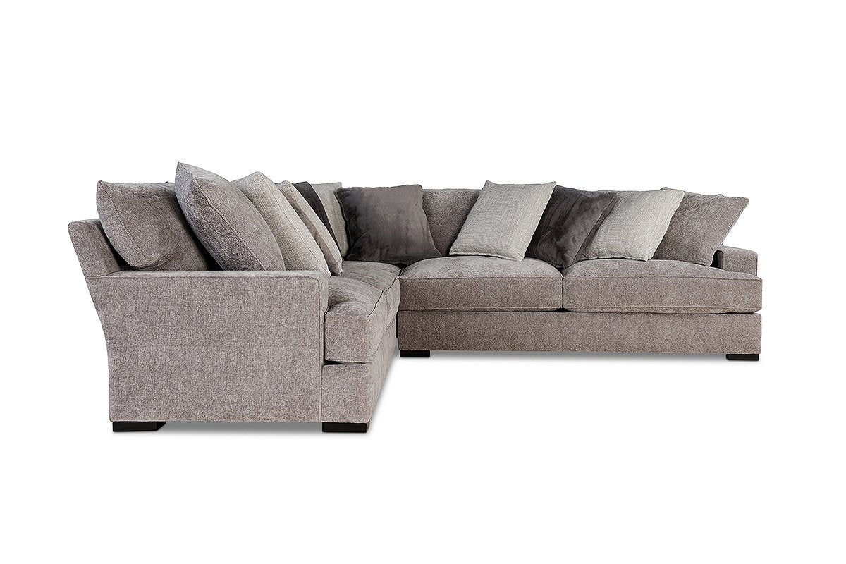 MATHIS sectional in a graphite fabric, angled view