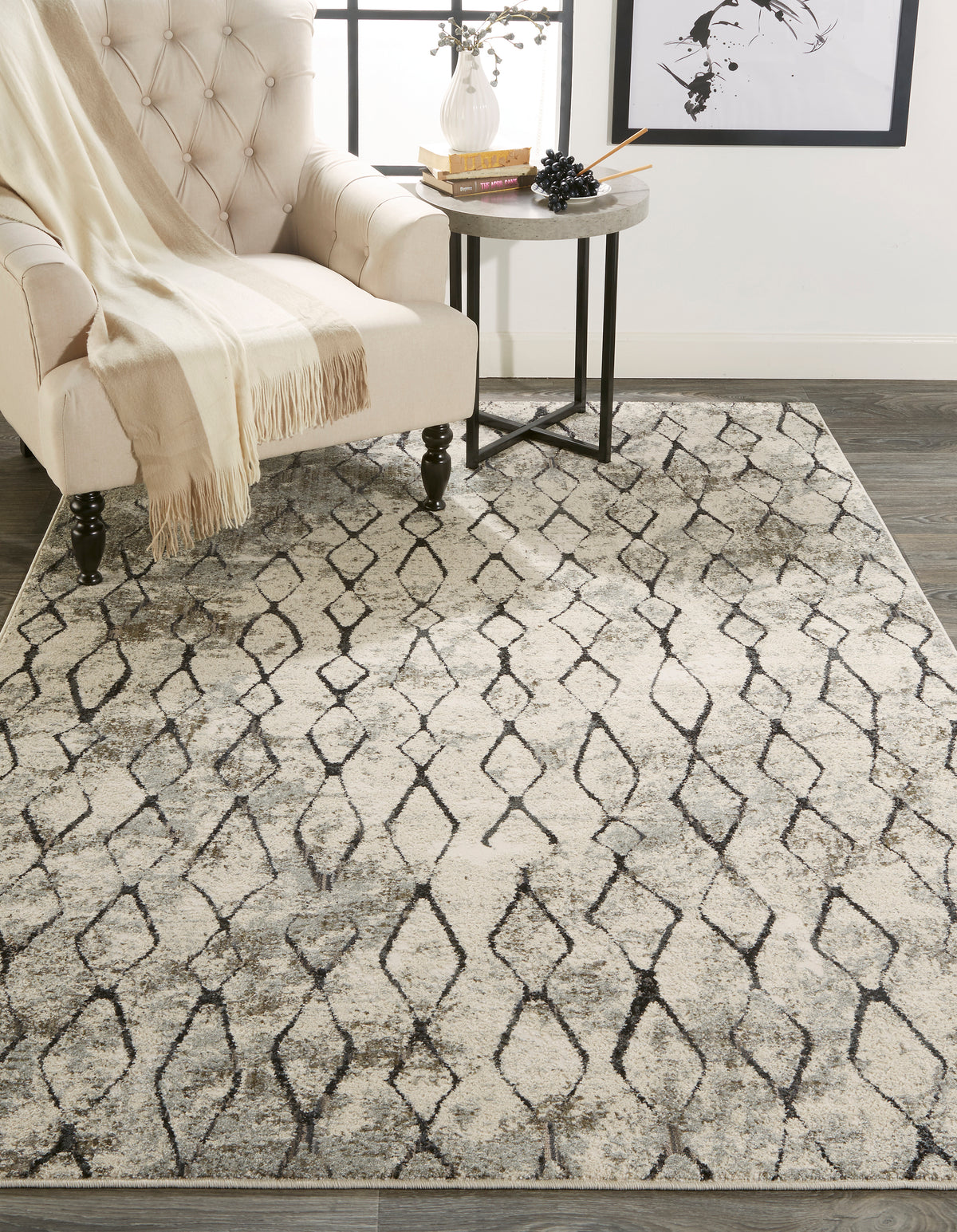 Kano 3872F Sand/Charcoal Rug by Feizy