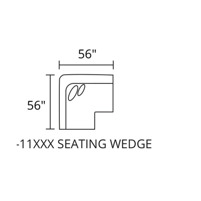 Seating Wedge corner diagram — 56 x 56 in
