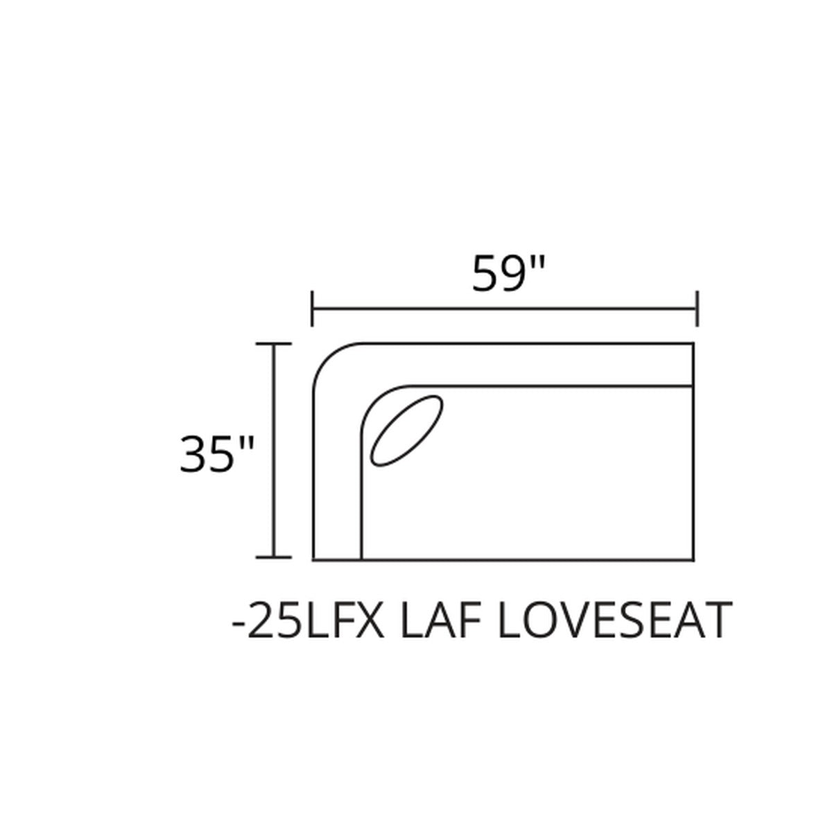 LAF Loveseat diagram — 59 x 35 in