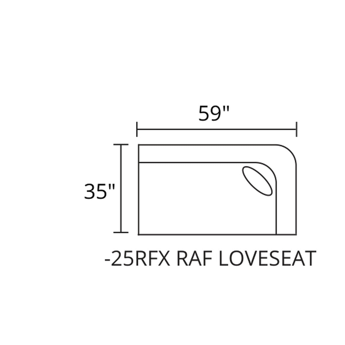 RAF Loveseat diagram — 59 x 35 in