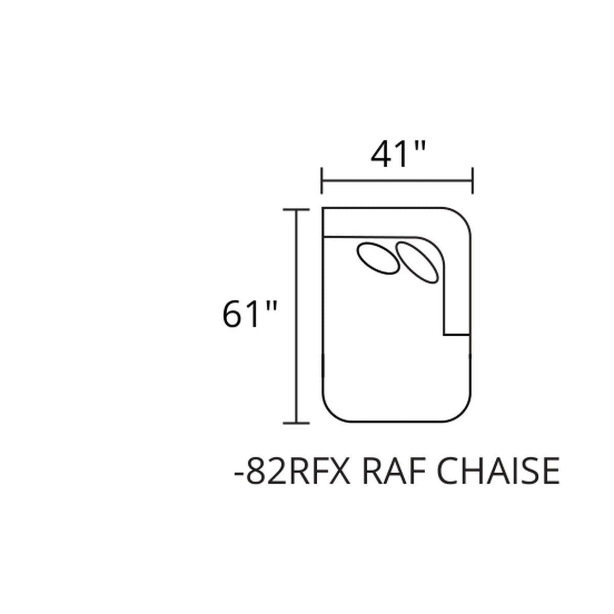 RAF Chaise diagram — 41 x 61 in