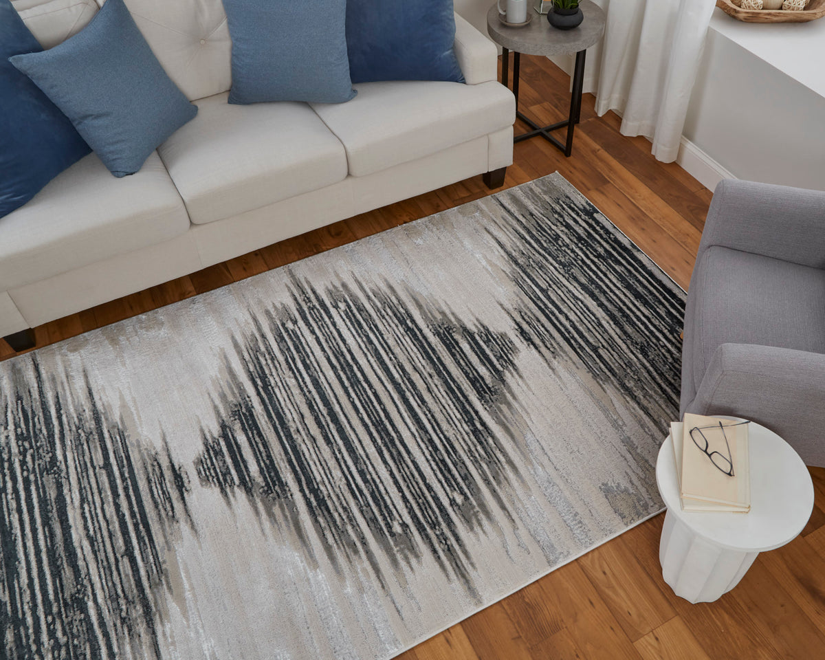 Micah 39LRF Black/Silver Rug by Feizy