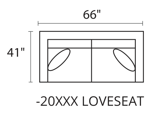 OLSEN Loveseat diagram — 66 x 41 in