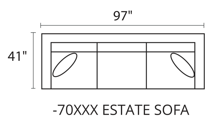 OLSEN Estate Sofa diagram — 97 x 41 in