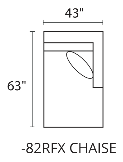 OLSEN RAF Chaise diagram — 43 x 63 in