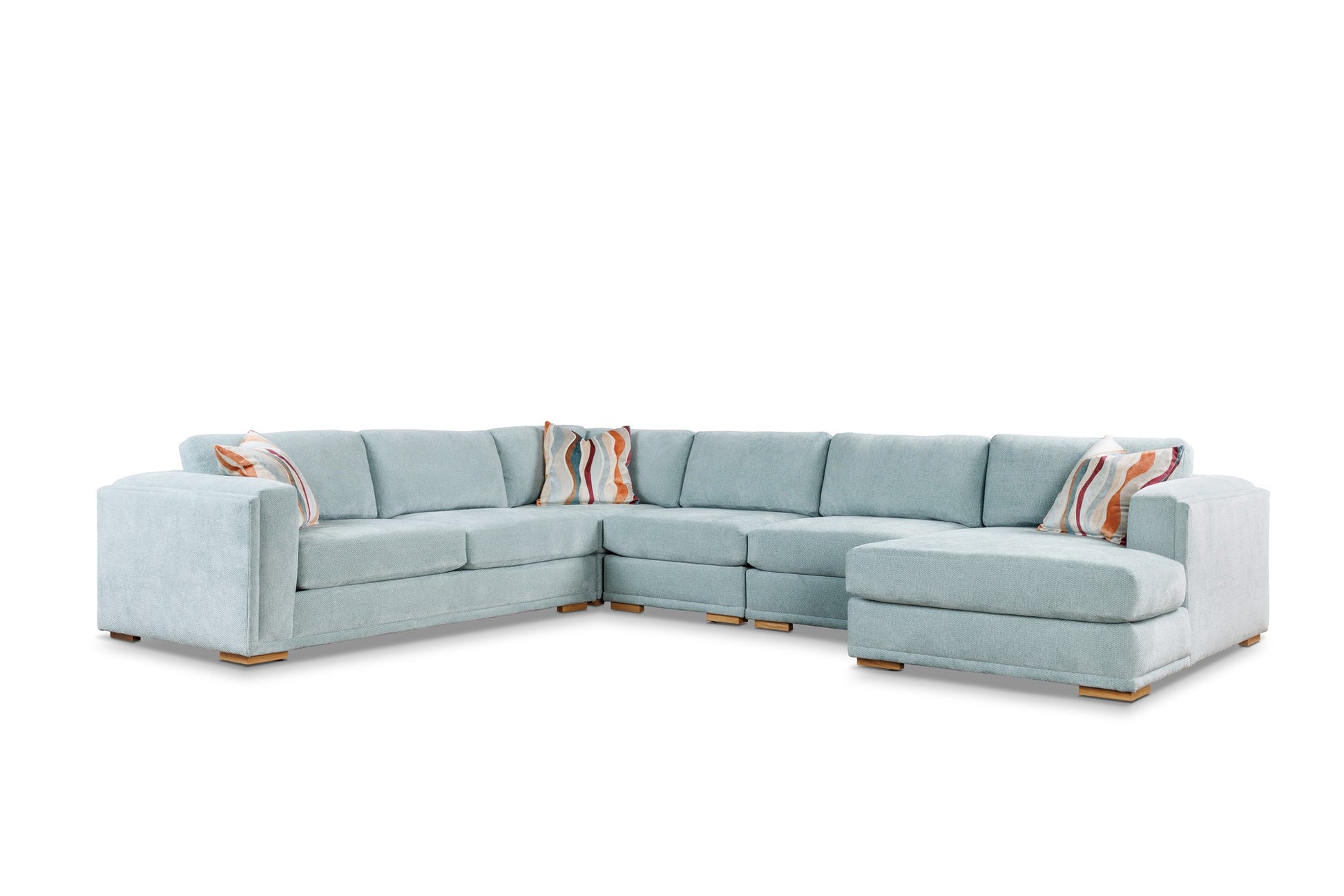 OLSEN corner sectional in Wickerwork Cascade, front view