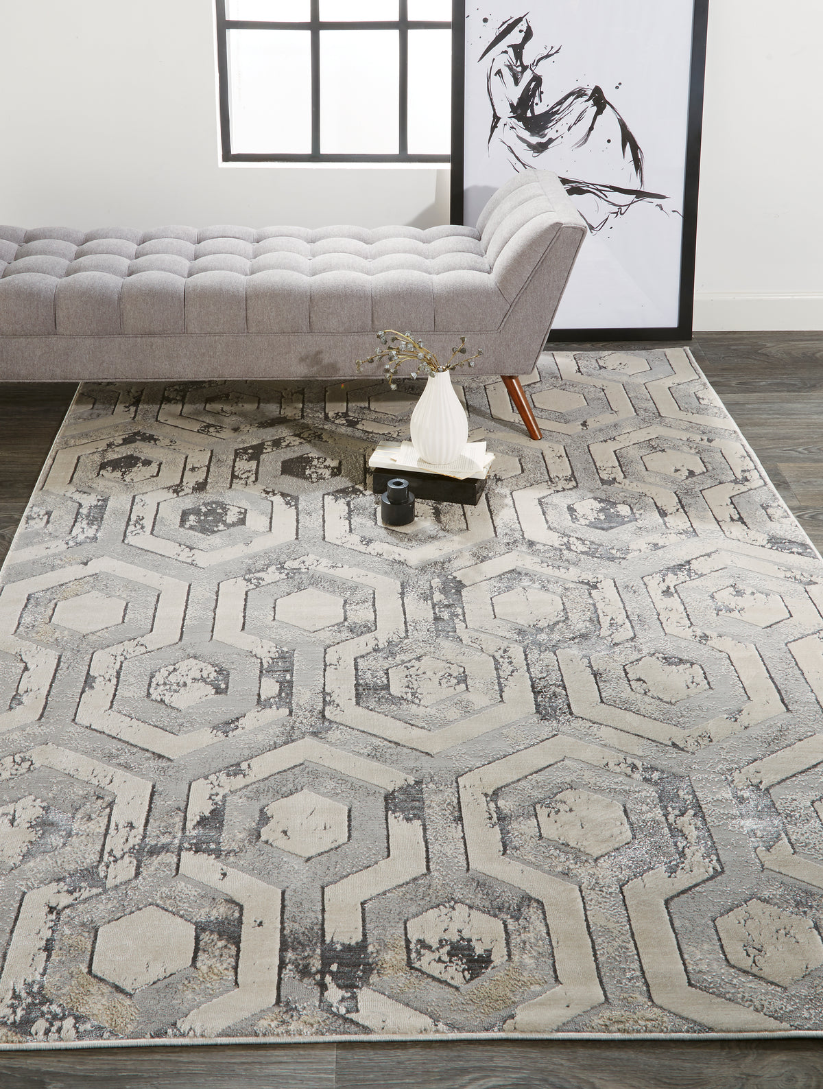 Micah 3046F Beige/Gray Rug by Feizy