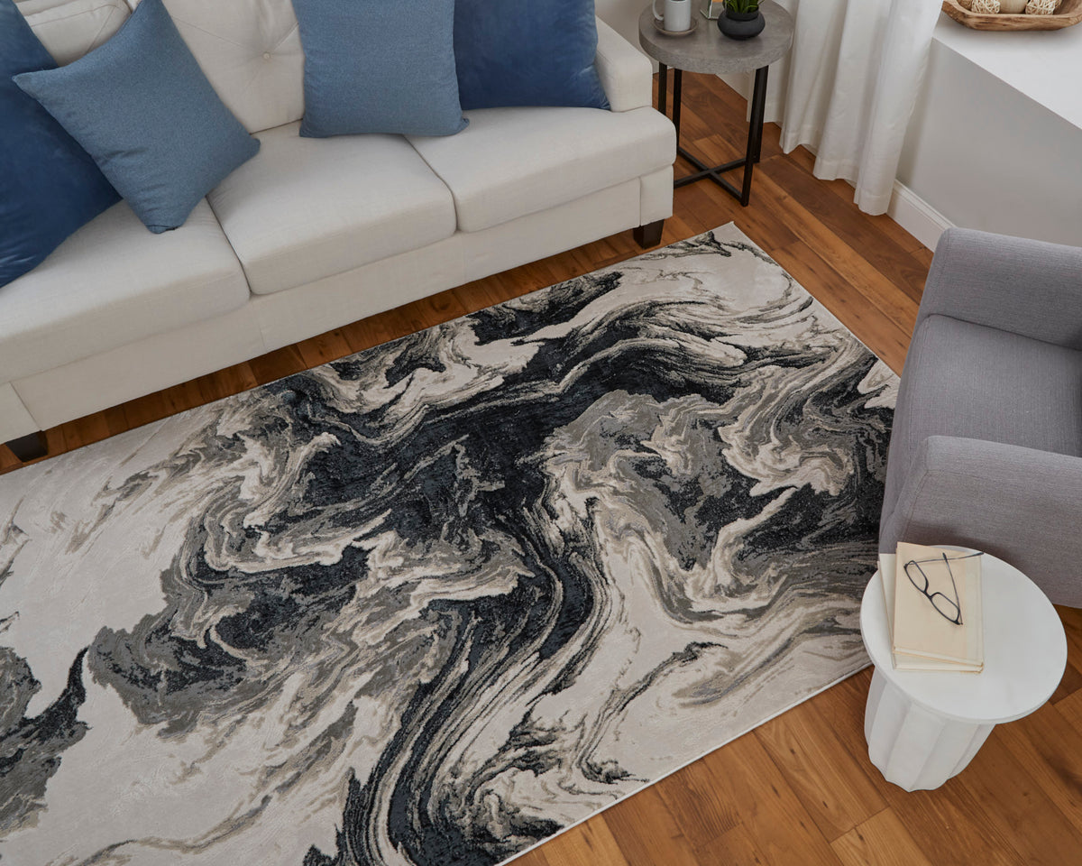 Micah 39LPF Black/Ivory Rug by Feizy