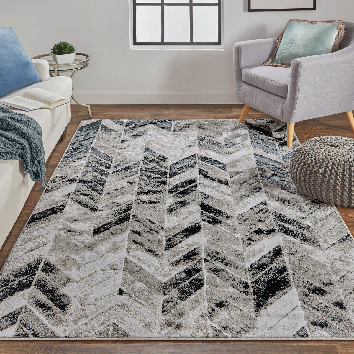 Micah 3048F Gray/Silver Rug by Feizy