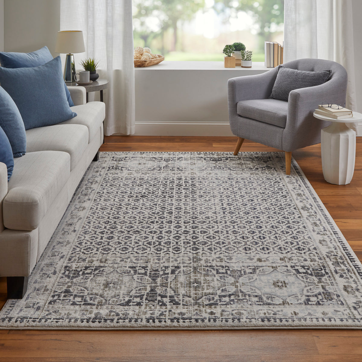 Kano 3874F Gray/Ivory Rug by Feizy