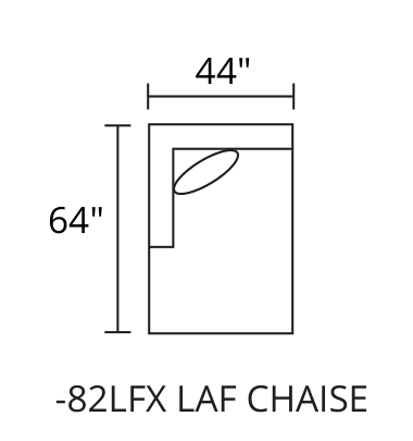LAF Chaise diagram — 44″ × 64″