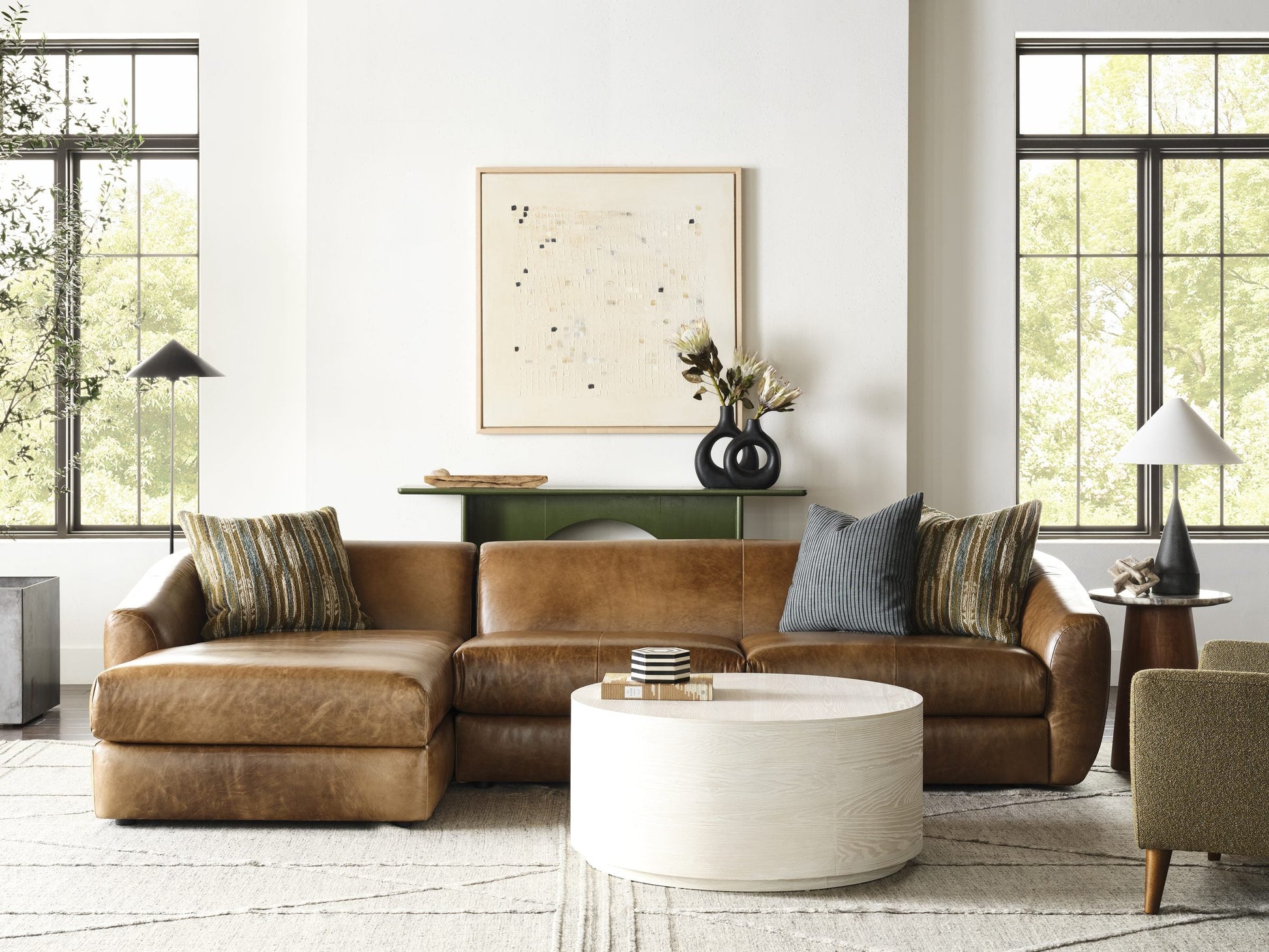 RAPHAEL leather sectional in Quo Vadis Sandlewood — lifestyle
