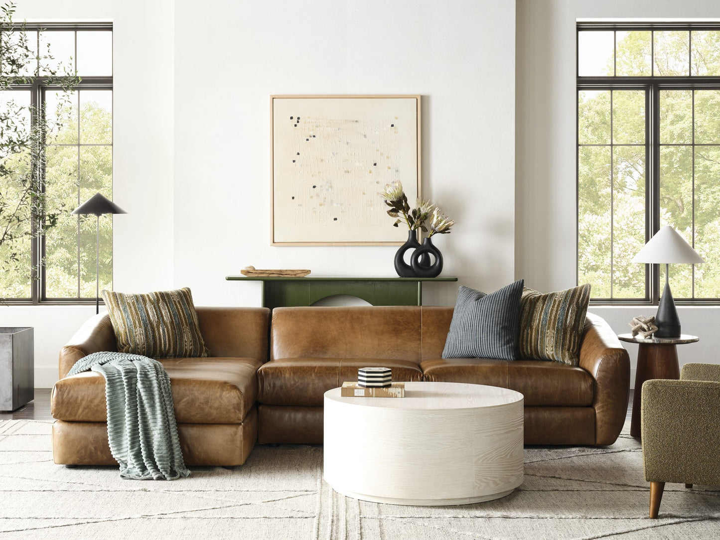 RAPHAEL leather sectional in Quo Vadis Sandlewood — lifestyle alternate