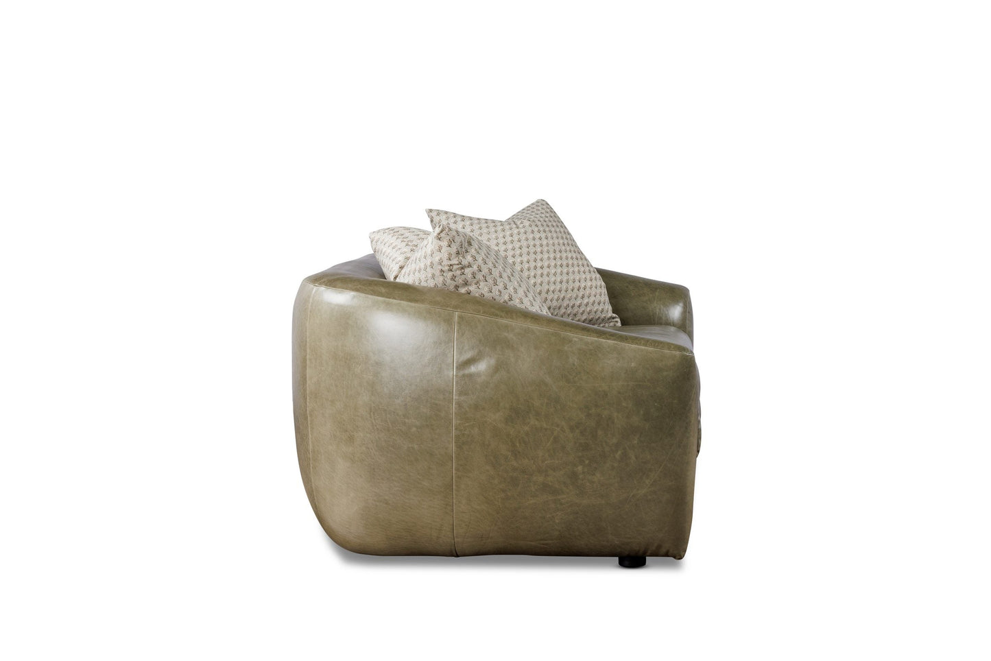 RAPHAEL leather sofa in Mont Blanc Fatigue — side