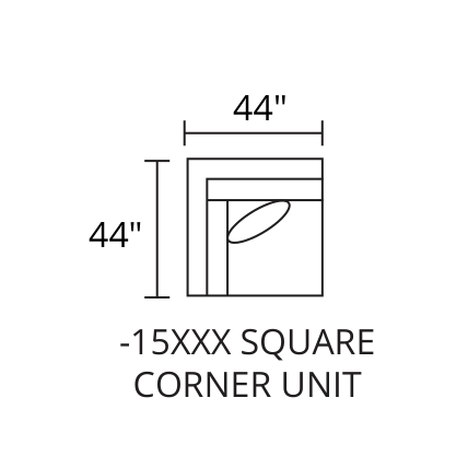 Square Corner Unit diagram — 44 x 44 in