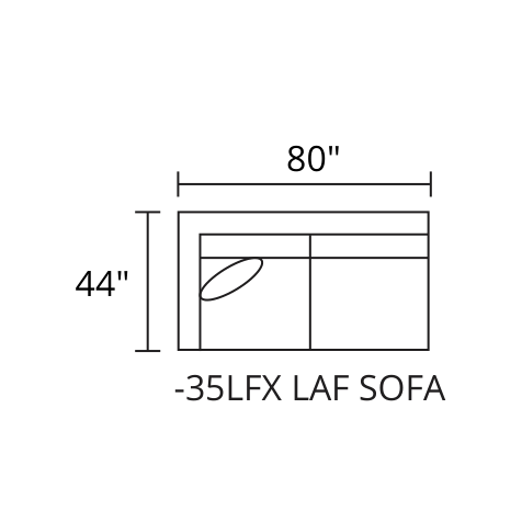 LAF Sofa diagram — 80 x 44 in