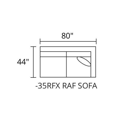 RAF Sofa diagram — 80 x 44 in