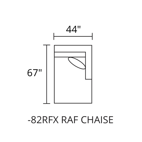 RAF Chaise diagram — 44 x 67 in