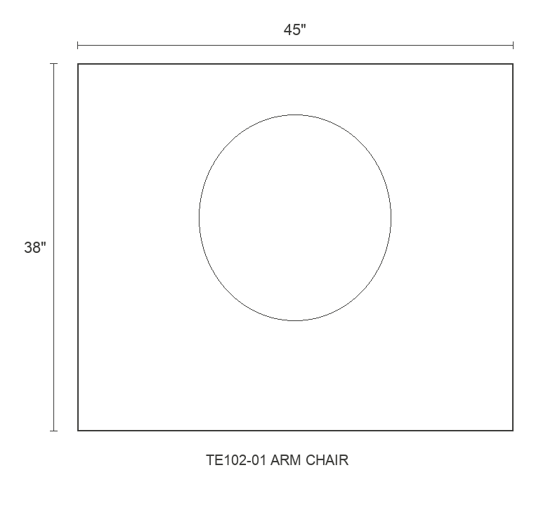THE EDIT Bold Track Arm Chair diagram — 45 x 38 x 31 in (placeholder)